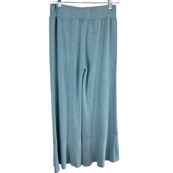 Fate Light Green Elastic Waist Lightweight Ruffled Wide Leg Palazzo Pants Size S - Picture 2 of 6